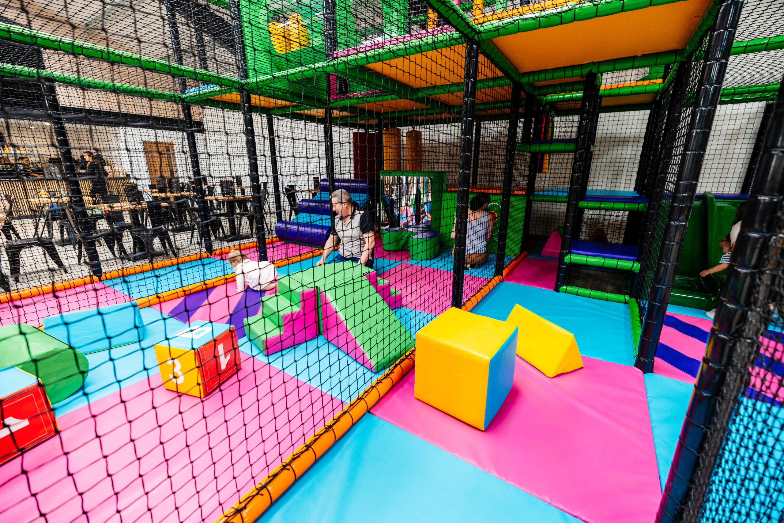 Toddler soft play area at Thornton Hall Country Park with children playing indoors near Skipton